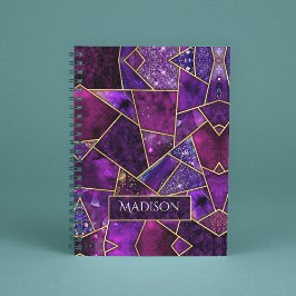 Cuaderno Elegante rosa morado giratorio geométrico