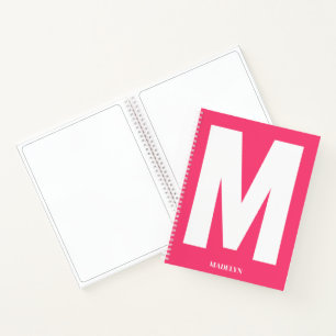Cuaderno Elegante Rosa, Nombre de Monograma Minimalista mod