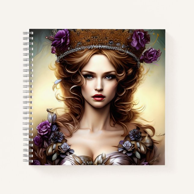 Cuaderno Elegante Rosa púrpura Princesa Hermosa (Anverso)