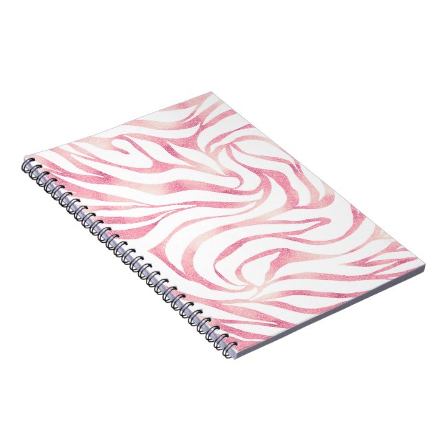 Cuaderno Elegante Rosa Purpurina de oro Zebra White Animal  (Lado Derecho)