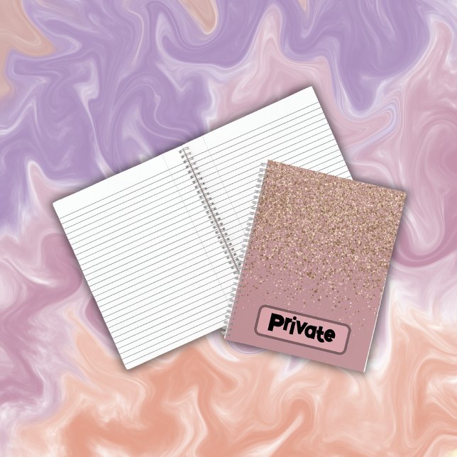 Cuaderno Elegante Rosa Purpurina Monogramado | (Subido por el creador)