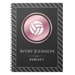 Cuaderno Elegante Rosa rayado de voleibol de oro Asunto