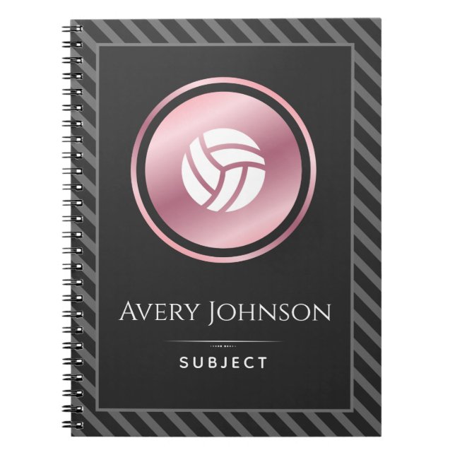 Cuaderno Elegante Rosa rayado de voleibol de oro Asunto (Frente)
