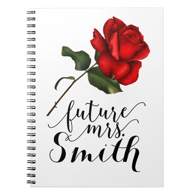 Cuaderno Elegante Rosa Rojo Elegante Glam Floral Futuro Sra (Frente)