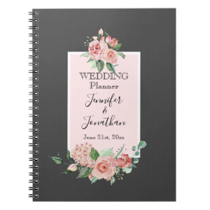 Cuaderno Elegante rosa simple en el planificador de la boda