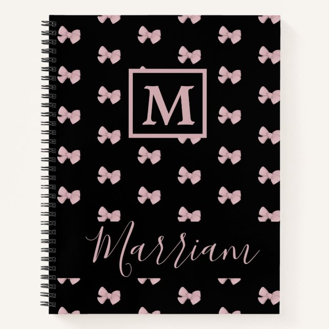 Cuaderno Elegante rosa y negro personalizado (Anverso)