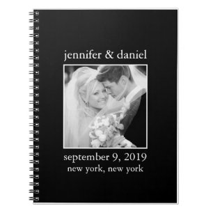 Cuaderno Elegante Rótulo De Huéspedes De Boda Blanco Y Negr