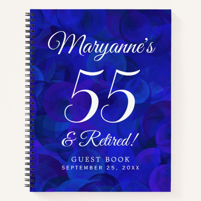 Cuaderno Elegante Royal Blue 55 y Fiesta de Jubilación Jubi (Anverso)