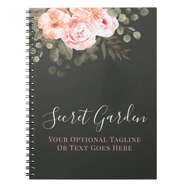 Cuaderno Elegante Rubor Pink Floral Rosas Diario Moderno (Frente)