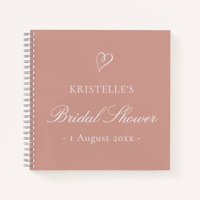 Cuaderno Elegante Rubor Pink Heart Bridal Shower Guest Book (Anverso)