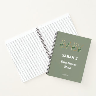 Cuaderno Elegante Sage Greenery Floral Baby Shower Gift Lis