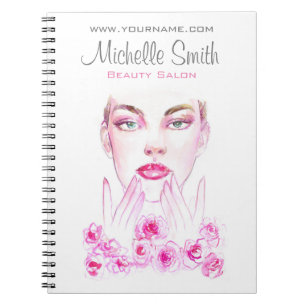 Cuaderno Elegante Salón De Belleza De Color De Agua Floral