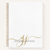 Elegante Script Gold Monograma Nombre de Iniciales