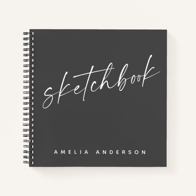 Cuaderno Elegante Script Sketchbook Nombre personalizado Ne (Anverso)