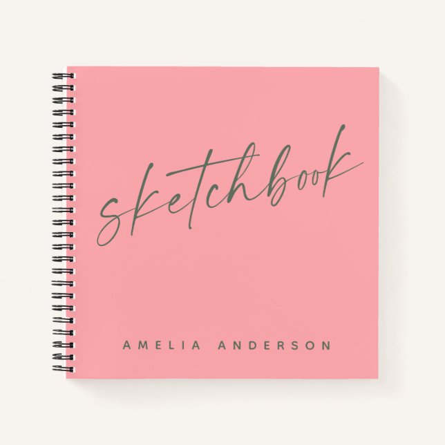 Cuaderno Elegante Script Sketchbook Nombre personalizado ro (Anverso)
