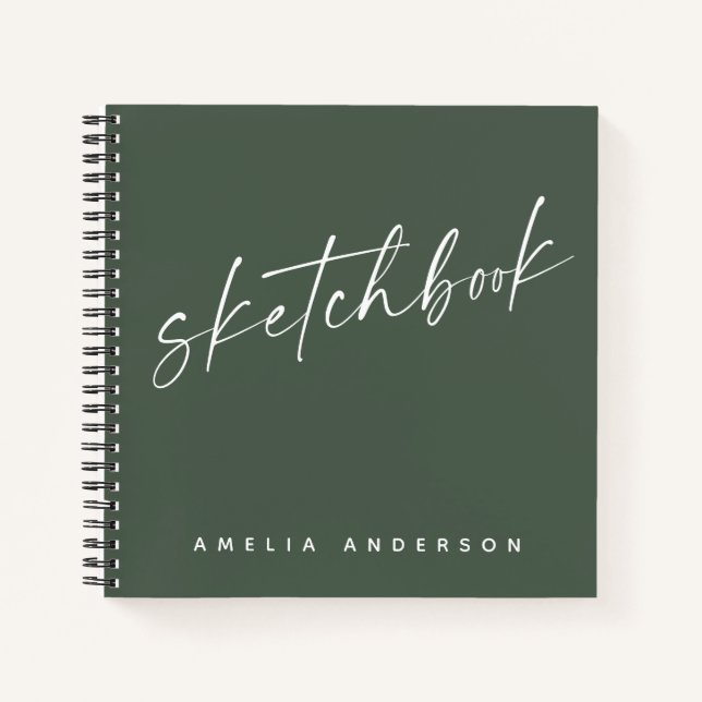Cuaderno Elegante Script Sketchbook Nombre personalizado Ve (Anverso)