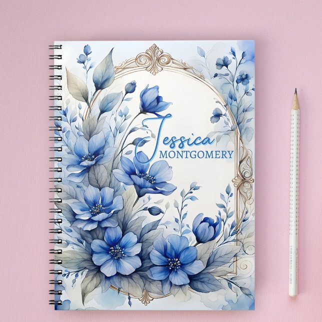 Cuaderno Elegante Serene Serene Blue Blossoms (Subido por el creador)