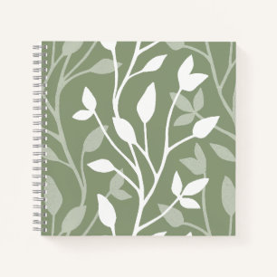 Cuaderno Elegante silueta minimalista botánica sobre verde