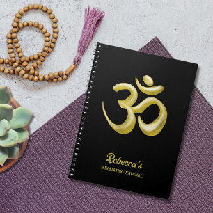 Cuaderno Elegante Símbolo Om de Oro   Sánscrito Espíritu Ne
