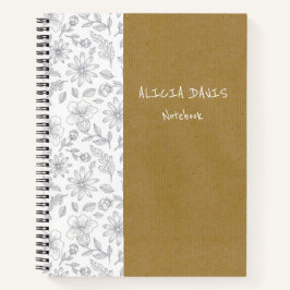 Cuaderno Elegante simple Flores fondo Kraft