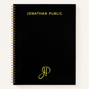 Cuaderno Elegante Simple Script Monograma Nombre inicial