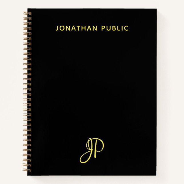 Cuaderno Elegante Simple Script Monograma Nombre inicial (Anverso)