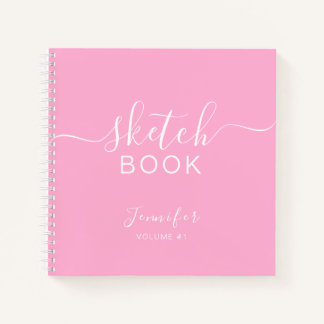 Cuaderno Elegante Sketchbook Tu guión de nombre rosado