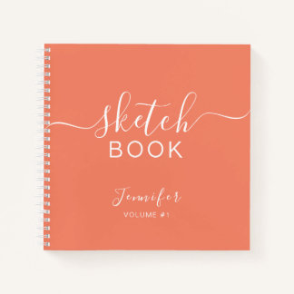 Cuaderno Elegante Sketchbook Tu Nombre Script Coral