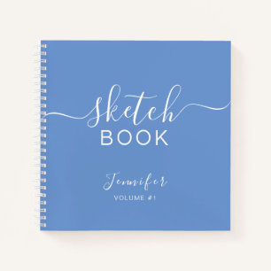 Cuaderno Elegante Sketchbook Tu Nombre Script Dusty Blue