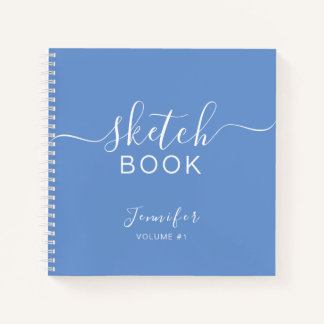 Cuaderno Elegante Sketchbook Tu Nombre Script Dusty Blue
