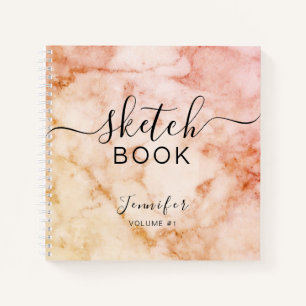 Cuaderno Elegante Sketchbook Tu Nombre Script Marble