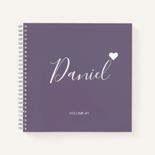 Cuaderno Elegante Sketchbook Tu nombre Script moda púrpura