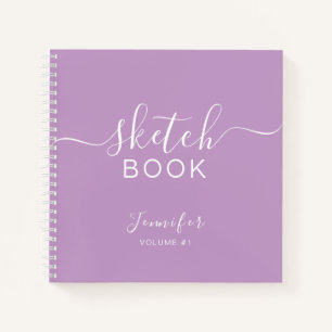 Cuaderno Elegante Sketchbook Tu Nombre Script Purple