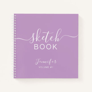 Cuaderno Elegante Sketchbook Tu Nombre Script Purple
