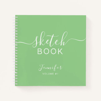 Cuaderno Elegante Sketchbook Tu Nombre Script Sage Green