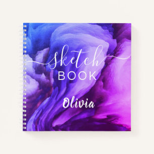 Cuaderno Elegante Sketchbook Tu Nombre Script Watercolor