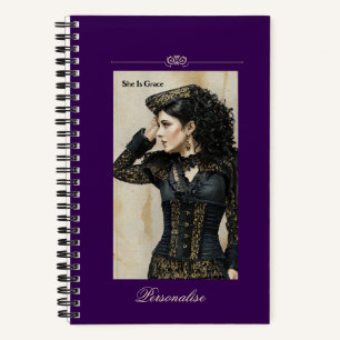 Cuaderno Elegante Steampunk Vintage Black Purple Journal