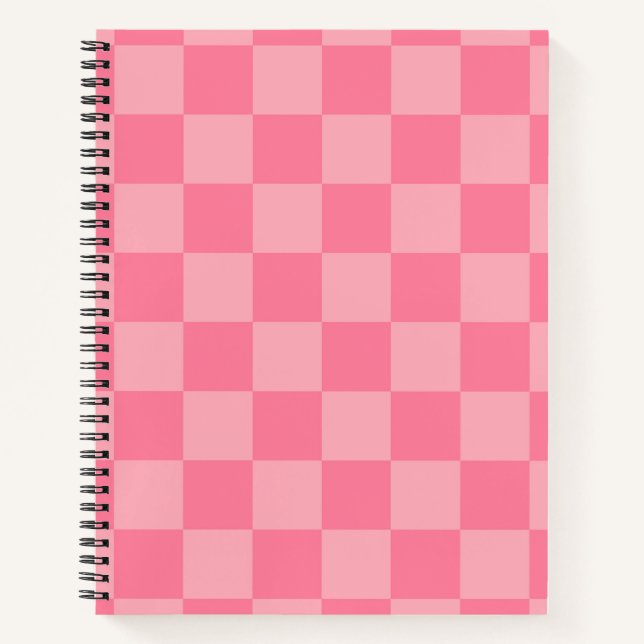 Cuaderno Elegante tablero de ajedrez rosa (Anverso)