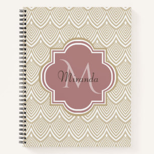 Cuaderno Elegante Tan Arcos Vieiras Mauve Monograma Nombre