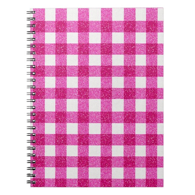 Cuaderno Elegante Tartán de purpurina rosa de San Valentín  (Frente)