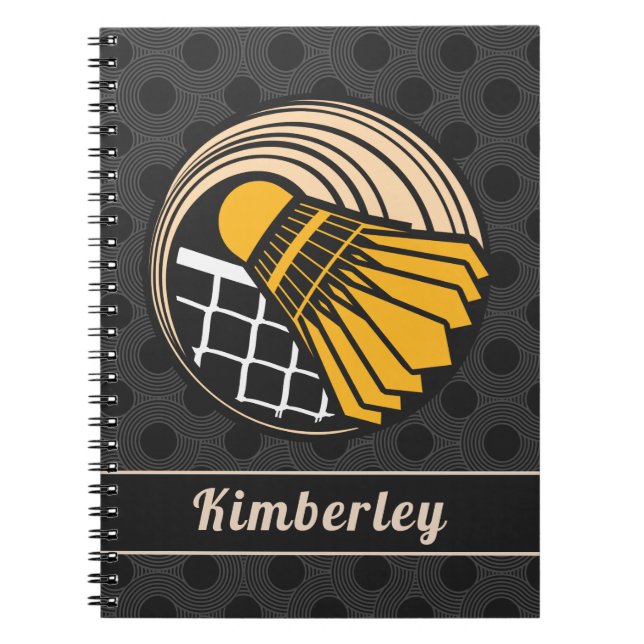 Cuaderno Elegante tema de Badminton Birdie Player's Name Sp (Frente)