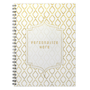 Cuaderno Elegante tema indio glam marroquí dorado y blanco