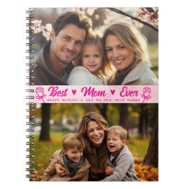 Cuaderno Elegante texto foto Día de la Madre acuarela rosa