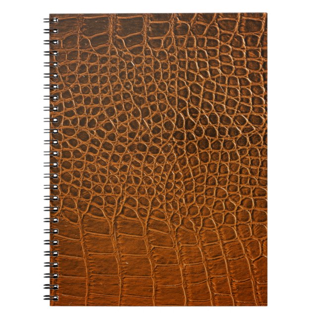 Cuaderno Elegante textura de cuero de cocodrilo marrón. (Frente)