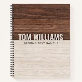 Cuaderno Elegante textura de madera marrón Monograma de est