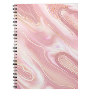 Cuaderno Elegante textura de mármol. Rosa de oro líquido br
