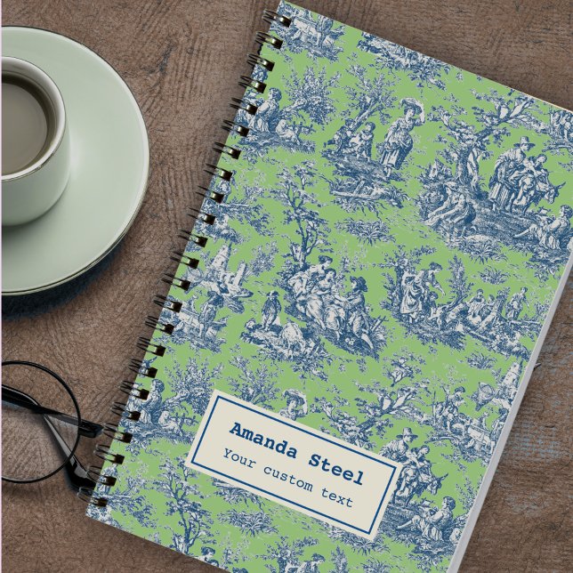 Cuaderno Elegante toile azul verdoso de jouy (Subido por el creador)