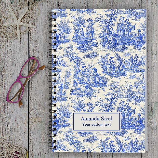 Cuaderno Elegante toile azul vintage de jouy pequeño (Subido por el creador)