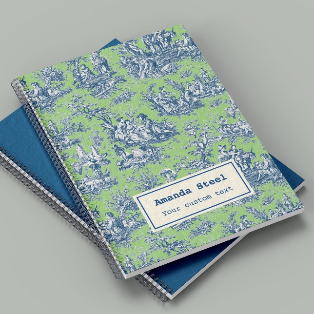 Cuaderno Elegante toile de jouy azul verde (Subido por el creador)