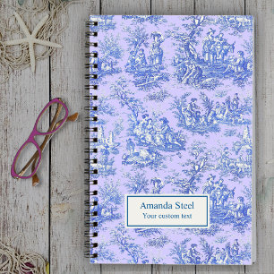 Cuaderno Elegante Toile de Jouy Frances Azul Púrpura Vintag